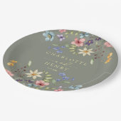 素朴フローラワシンプルルドフラワ結婚ーズ ペーパープレート (アングル)