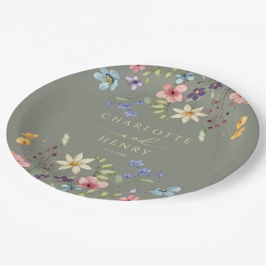 素朴フローラワシンプルルドフラワ結婚ーズ ペーパープレート (アングル)