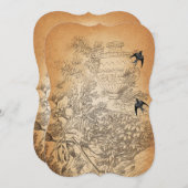 素朴フローラヴィンテージバ結婚リズ 招待状 (正面/裏面)