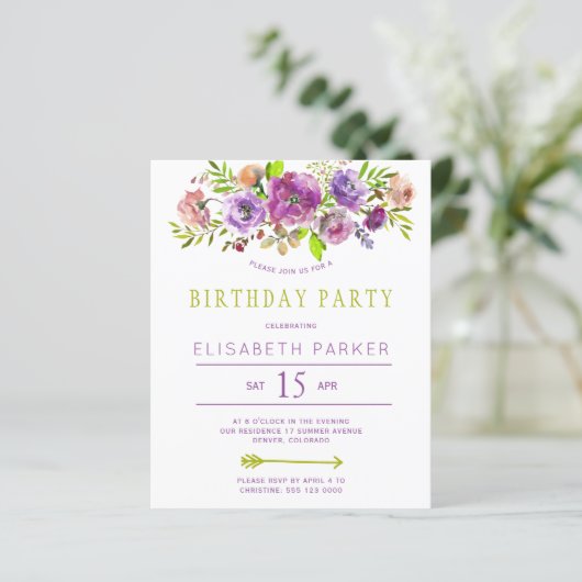 素朴フローラ予算の誕生日パーティーへの招待 (スタンド正面)