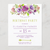 素朴フローラ予算の誕生日パーティーへの招待 (正面)