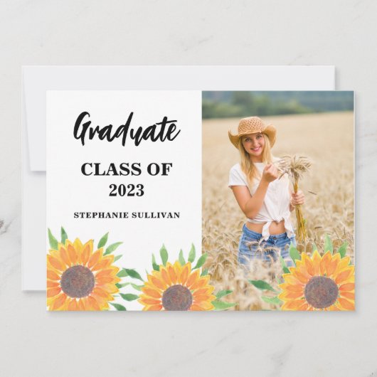 素朴フローラ写真の卒業発表 招待状 (正面)