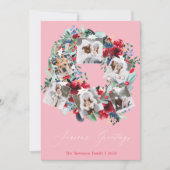 素朴フローラ写真ピンクのクリスマスリースシーズン シーズンカード (正面)