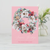 素朴フローラ写真ピンクのクリスマスリースシーズン シーズンカード (スタンド正面)
