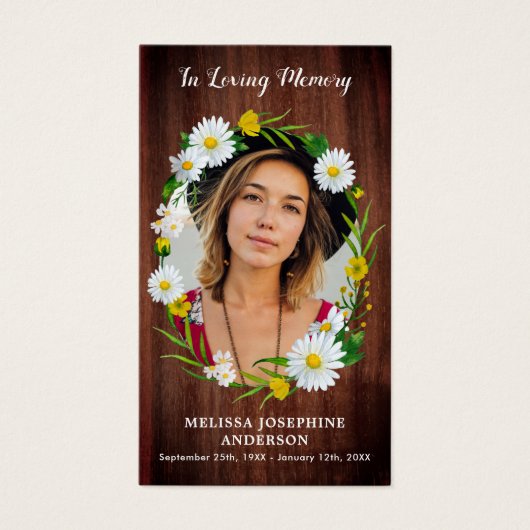 素朴フローラ写真葬儀記念祈りの言葉カード (正面)