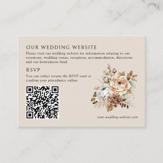 素朴フローラ写真QRコード結婚のWebサイト エンクロージャーカード (正面)