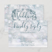 素朴フローラ冬の雪結婚結晶 出欠カード (正面/裏面)