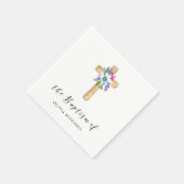 素朴フローラ十字と花 | バプテスマ スタンダードカクテルナプキン (角)