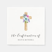 素朴フローラ十字と花 | 確認 スタンダードカクテルナプキン (正面)