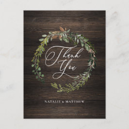 素朴フローラ及び茎葉水色リース感謝してい ポストカード