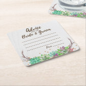 素朴フローラ多肉性アドバイス新郎新婦 スクエアペーパーコースター (アングル)