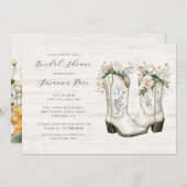 素朴フローラ女性のカーボーイブーツブライダルシャワー 招待状 (正面/裏面)