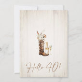 素朴フローラ女性のカーボーイブートボトル40th誕生日 招待状 (裏面)
