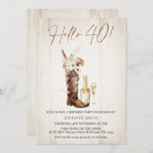 素朴フローラ女性のカーボーイブートボトル40th誕生日 招待状 (正面/裏面)