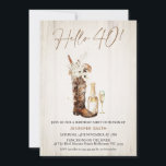 素朴フローラ女性のカーボーイブートボトル40th誕生日 招待状<br><div class="desc">フローラ素朴女性のカーボーイブートボトル40th誕生日招待状このハロー40誕生日の招待は、背景、女性のカーボーイブーツ、ワイルドフラワー、ガラスとシャンパンのボトルのような素朴な水色を特徴とする。見出しはイメージであり、編集できない。</div>