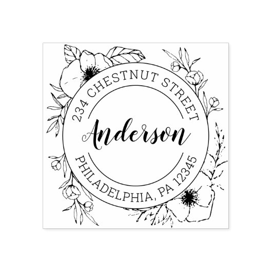 素朴フローラ差出人住所 ラバースタンプ (インプリント)