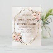 素朴フローラ幾何金ゴールドフレ結婚ーム 招待状 (スタンド正面)