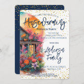 素朴フローラ引っ越し祝いパーティーパーティー 招待状 (正面/裏面)