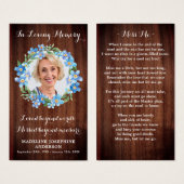 素朴フローラ悔やみや弔慰写真記念祈りの言葉カード (正面&裏面)