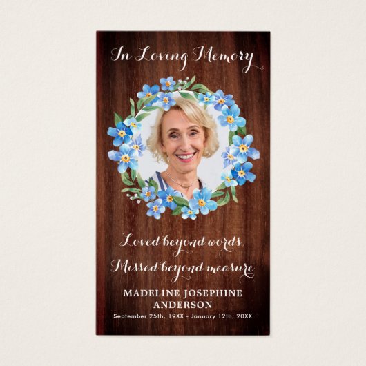 素朴フローラ悔やみや弔慰写真記念祈りの言葉カード (正面)