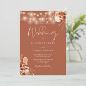 素朴フローラ文字列ライトQRコード秋の結婚式 招待状 (スタンド正面)