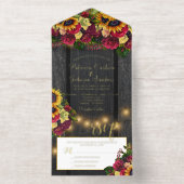 素朴フローラ木製ウェディングRSVP オールインワン招待状 (内側)