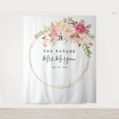 素朴フローラ未来ミセスブライダルシャワー背景 タペストリー (正面)