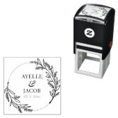 素朴フローラ枠モノグラムゴム式スタンプ セルフインキングスタンプ (インサイチュ)