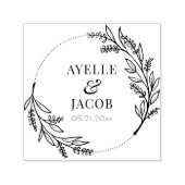 素朴フローラ枠モノグラムゴム式スタンプ セルフインキングスタンプ (デザイン)