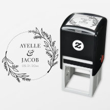 素朴フローラ枠モノグラムゴム式スタンプ