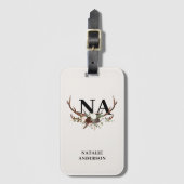 素朴フローラ植物性パーソナライズされた秋モノグラム ラゲッジタグ (正面縦)