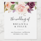 素朴フローラ植物結婚葉 ワインラベル (シングルラベル)