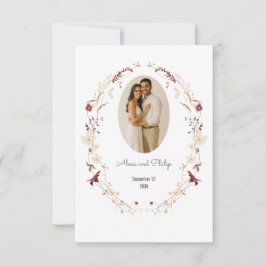 素朴フローラ楕円形フォトフレーム植物性リース サンキューカード