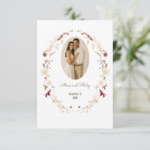 素朴フローラ楕円形フォトフレーム植物性リース サンキューカード (スタンド正面)