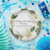 素朴フローラ樹木白マグノリア水彩 ペーパープレート (パーティー)