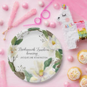 素朴フローラ樹木白マグノリア水彩 ペーパープレート (パーティー)