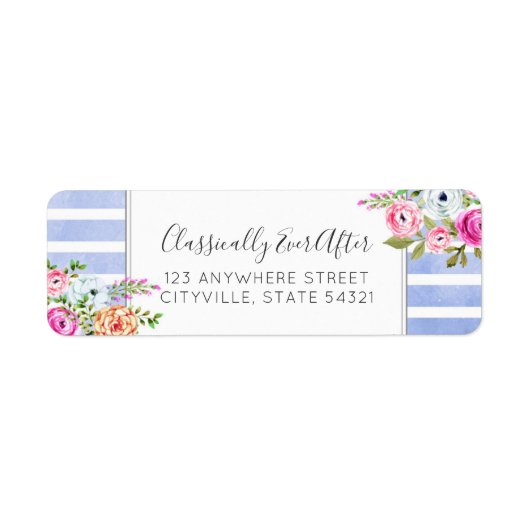 素朴フローラ水カラーモダン差出人住所 ラベル (正面)
