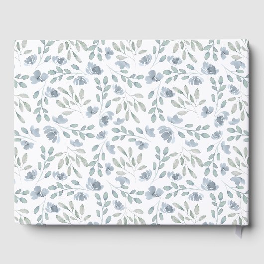 素朴フローラ水彩ダスティブルー結婚ズ ゲストブック (裏面)