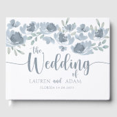 素朴フローラ水彩ダスティブルー結婚ズ ゲストブック (正面)