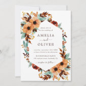 素朴フローラ水彩白とミント結婚ズ 招待状 (正面)