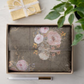 素朴フローラ水色スクリプトEphemera Decompage 薄葉紙 (ギフト)