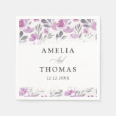 素朴フローラ水色パタ結婚ーン スタンダードカクテルナプキン (正面)