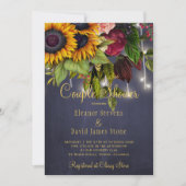 素朴フローラ海軍ブルゴーニュ冬のカップルのシャワー 招待状 (正面)