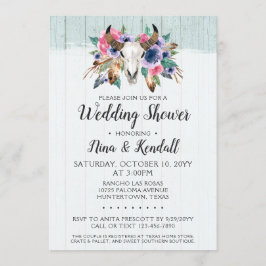 素朴フローラ牛スカルウェディングシャワー招待状 招待状