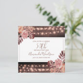 素朴フローラ白熱［赤熱］光を放つストリングライツバースデーパーティー 招待状 (スタンド正面)