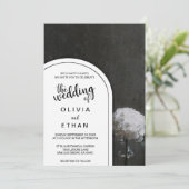 素朴フローラ白黒結婚式招待状 招待状 (スタンド正面)