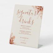 素朴フローラ秋の結婚式の飲み物 台座サイン (正面)