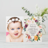 素朴フローラ秋水色《キリスト教》洗礼式や命名式写真 招待状 (スタンド正面)