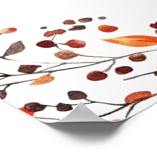 素朴フローラ秋秋の結婚式ウェルカムサイン ポスター (角)