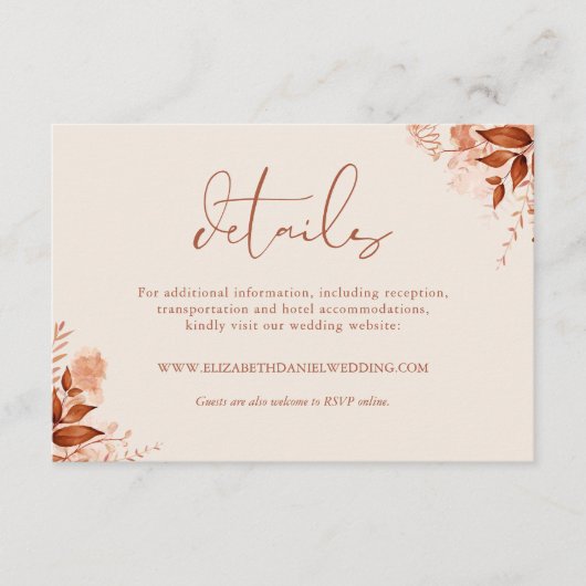 素朴フローラ秋秋の結婚式詳細 エンクロージャーカード (正面)